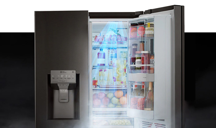 خنک کننده سریع درب و تازه نگه داشتن مواد خوراکی در یخچال درب شیشه ای ال جی مدل X29