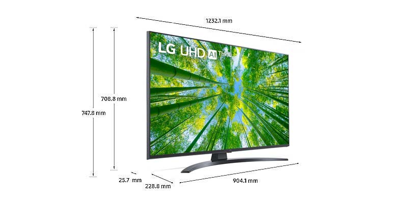 ابعاد و مشخصات ظاهری تلویزیون ال جی 43uq8100