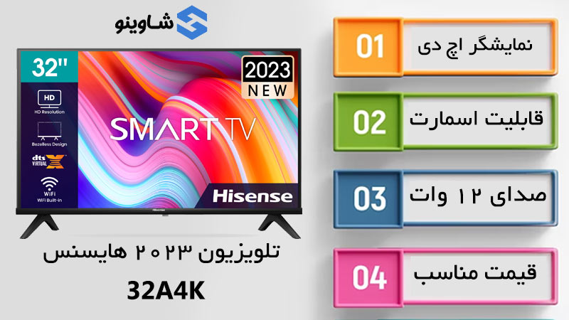 مشخصات دقیق تلویزیون هایسنس 32A4K در قالب تصویر